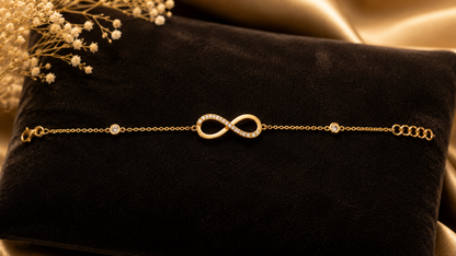 925 Sterling Silver Swarovski Crystal Infinity Tennis Bracelet Gold Polish