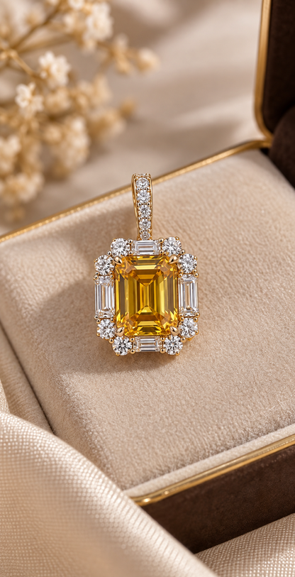 925 Sterling Silver Topaz  Swarovski Pendant