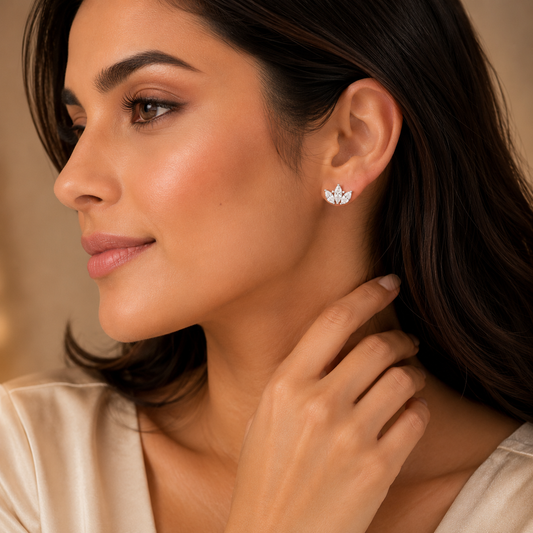 925 Sterling Silver Swarovski Marquise Lotus Studs