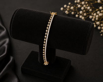 925 Sterling Silver Swarovski Crystal Double Line Tennis Bracelet