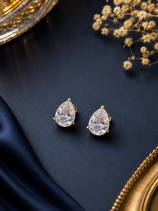 925 Sterling Silver Tear Drop Cut Swarovski Crystal Studs
