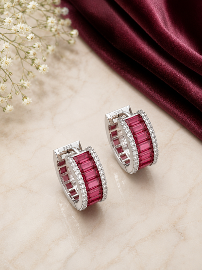 925 Sterling Silver Swarovski Crystal Ruby Balis