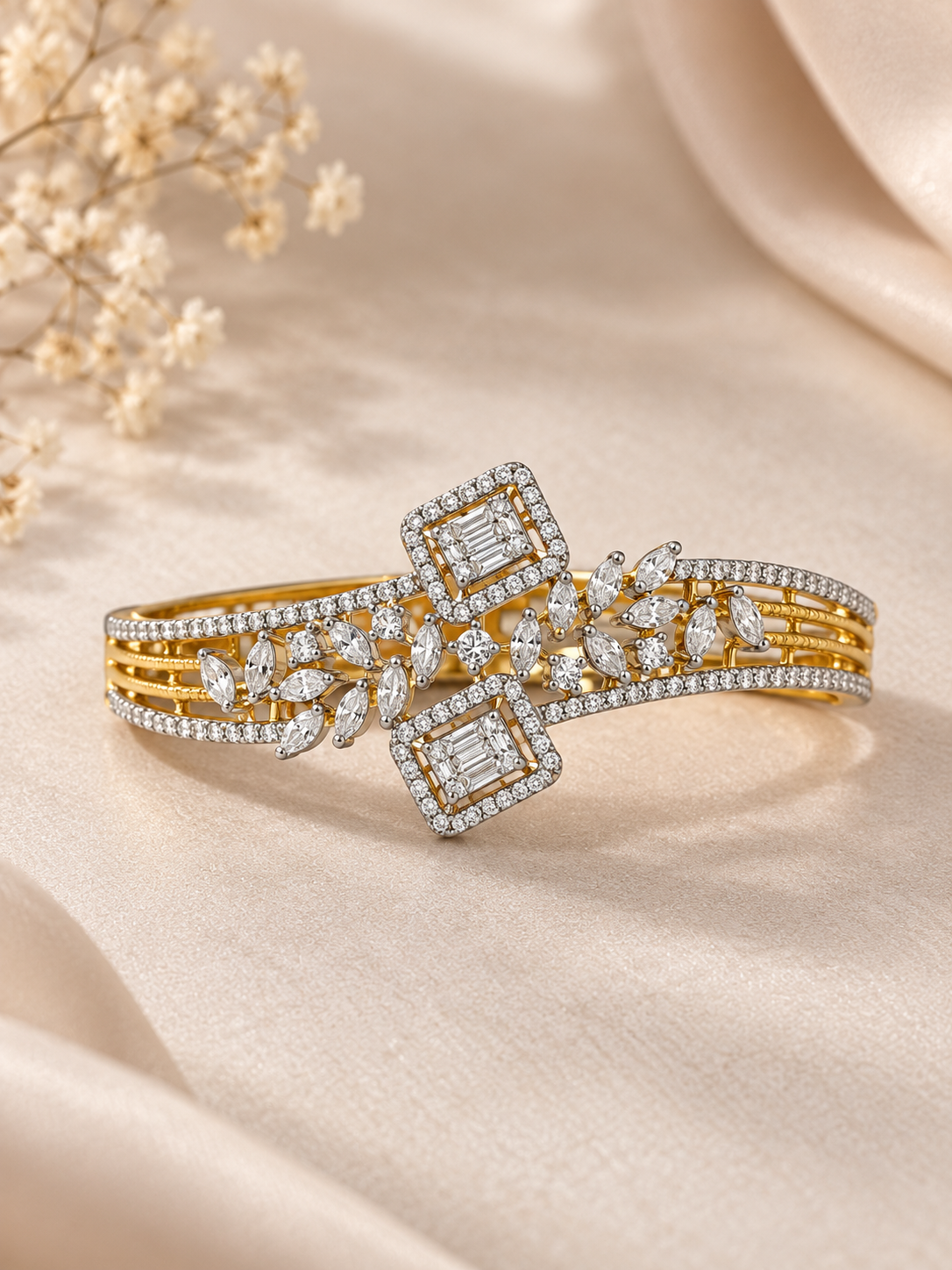 925 Sterling Silver Swarovski Crystals Statement Bracelet
