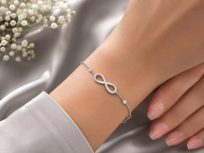 925 Sterling Silver Swarovski Crystal Infinity Tennis Bracelet Silver Look