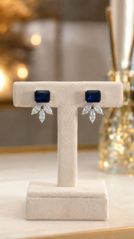 925 Sterling Silver Swarovski Crystal Sapphire Studs