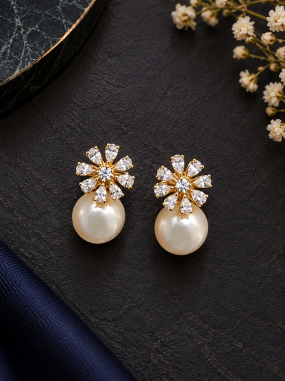 925 Sterling Silver Swarovski Crystal And Pearl Earings