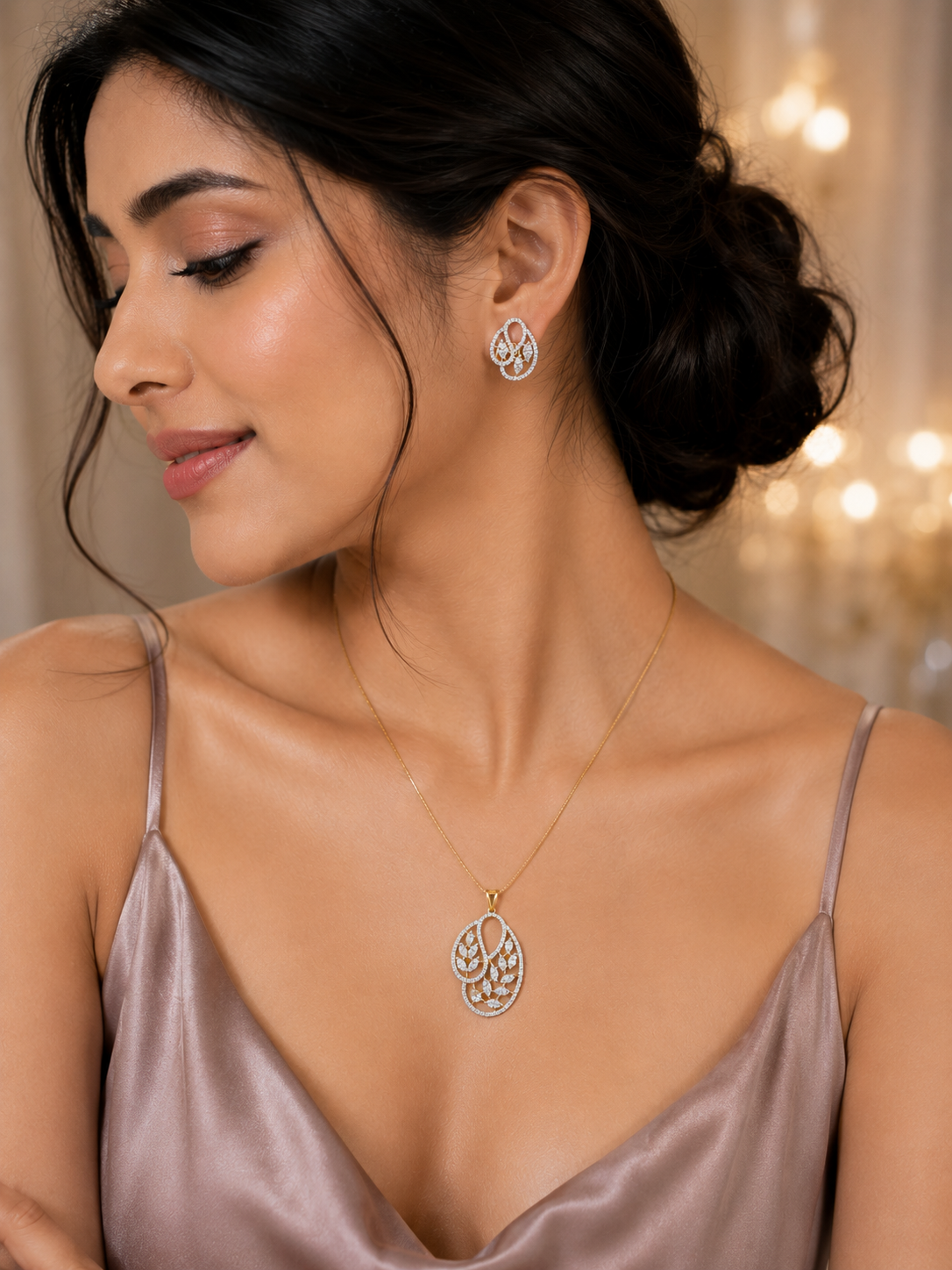 925 Sterling Silver Swarovski Dazzle Pendant Set