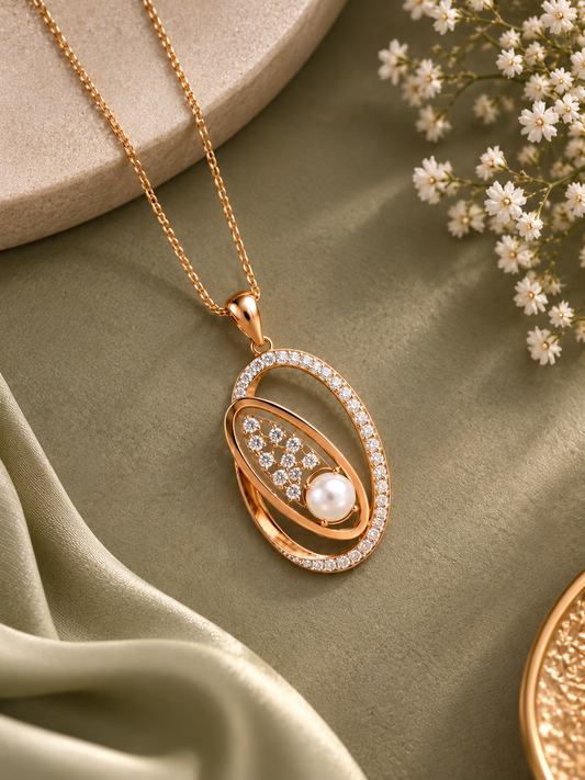 925 Sterling Silver Swarovski crystal Pearl Pendant