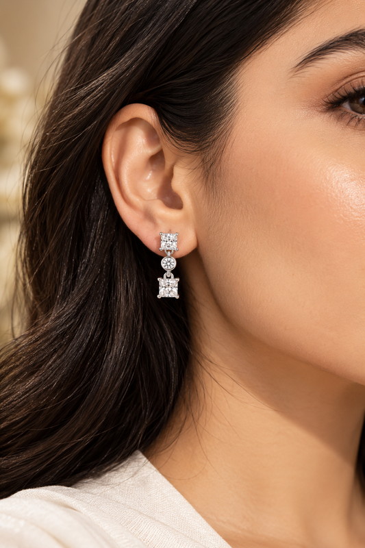 925 Sterling Silver Swarovski Second Pierce Earings