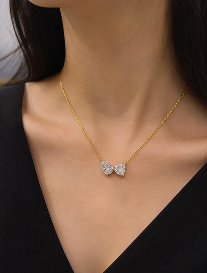 925 Sterling Silver Swarovski 2 Drop Chain Pendant