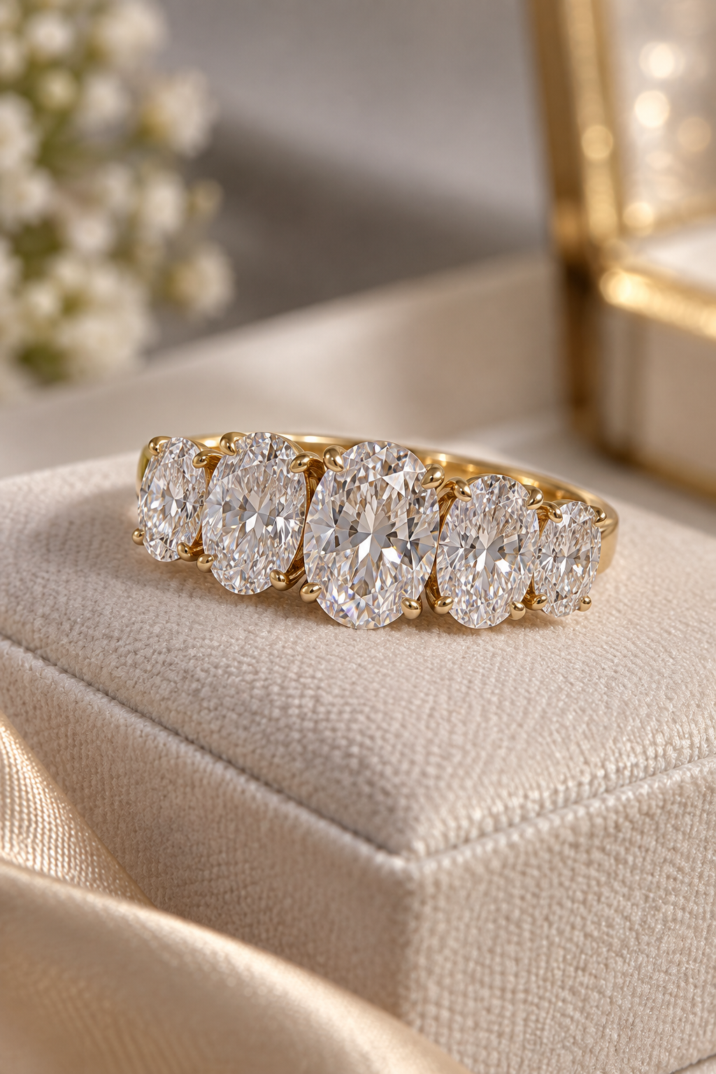 925 Sterling Silver Swarovski Oval Crystal Band