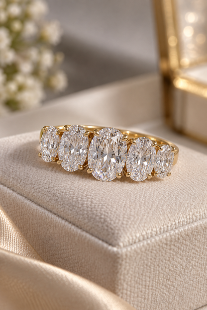 925 Sterling Silver Swarovski Oval Crystal Band