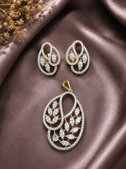 925 Sterling Silver Swarovski Dazzle Pendant Set