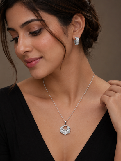 925 Sterling Silver Swarovski Mulberry Pendent Set