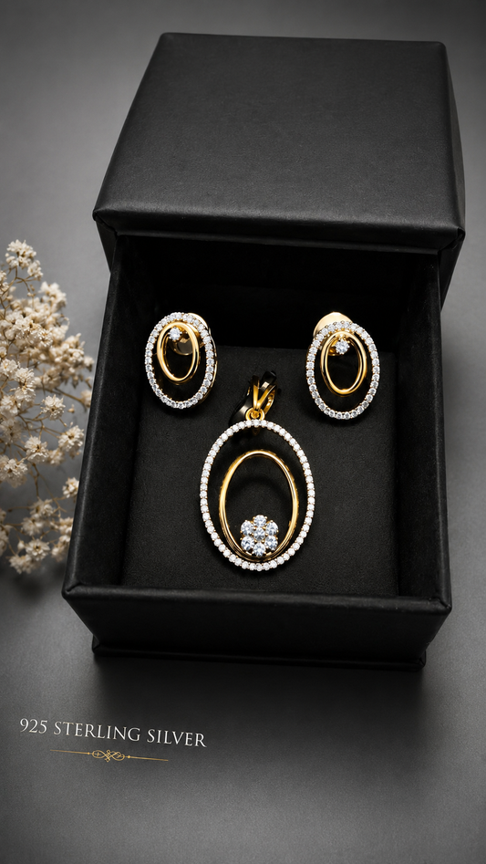 925 Sterling Silver Swarovski Dazzle Pendant Set