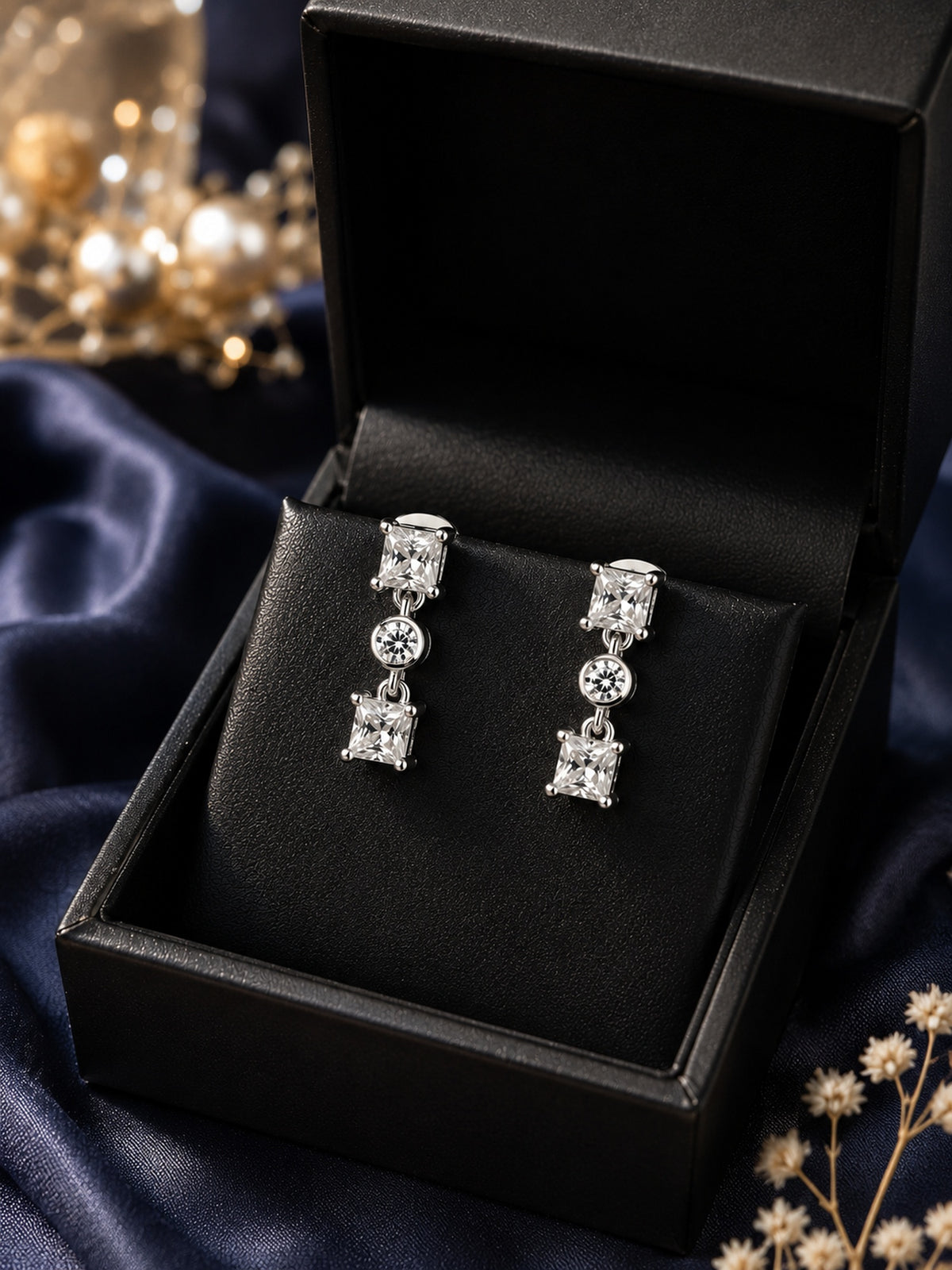 925 Sterling Silver Swarovski Second Pierce Earings