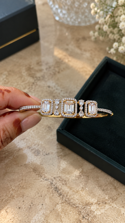 925 Sterling Silver Swarovski Crystal Emerald Cut Bracelet
