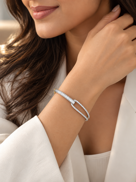 925 Sterling Silver Swarovski Crystals Contemporary Bracelet