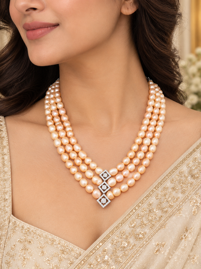 925 Sterling Silver Fresh Water Pearl Swarovski Crystal Neckpiece