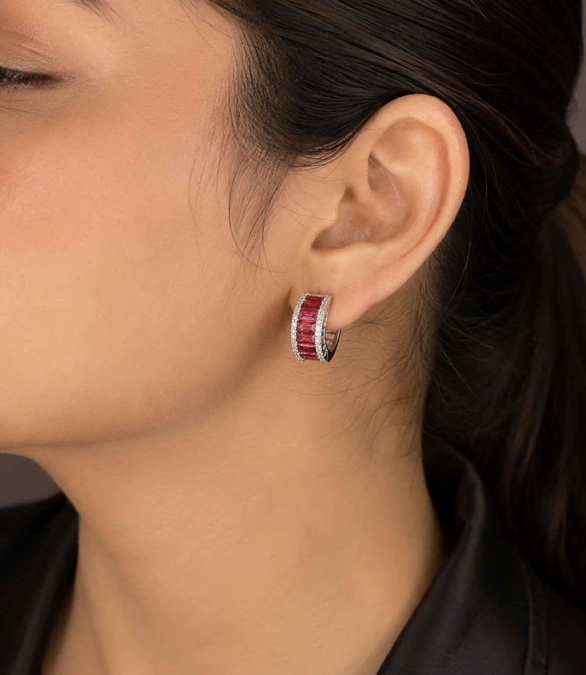 925 Sterling Silver Swarovski Crystal Ruby Balis