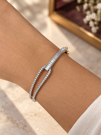 925 Sterling Silver Swarovski Crystals Contemporary Bracelet