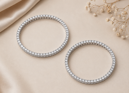 925 Sterling Silver Swarovski Single Line Bangle In white Finish