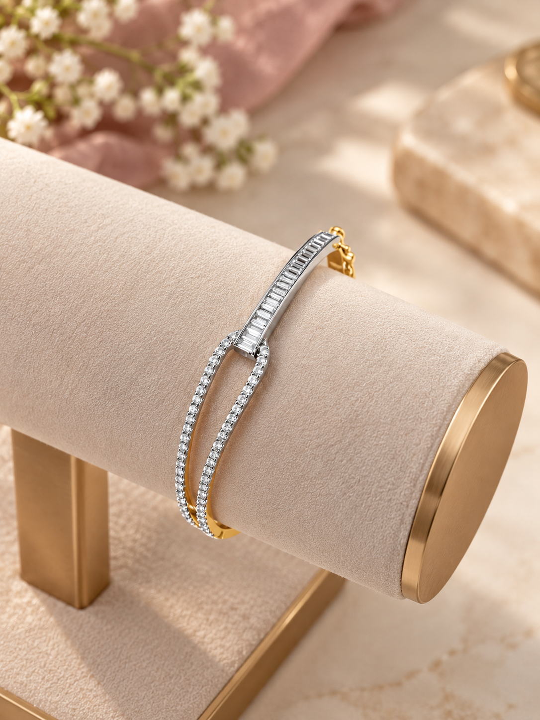 925 Sterling Silver Swarovski Crystals Contemporary Bracelet