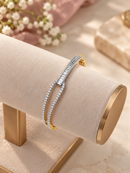 925 Sterling Silver Swarovski Crystals Contemporary Bracelet