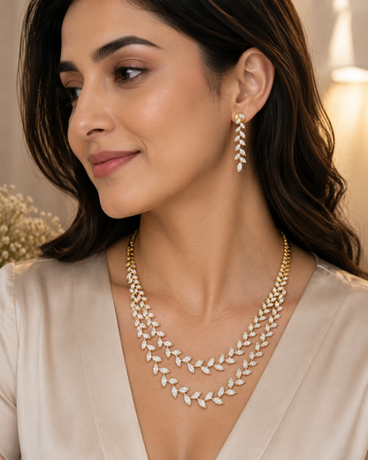 925 Sterling SilverSwarovski Marquis Necklace Set