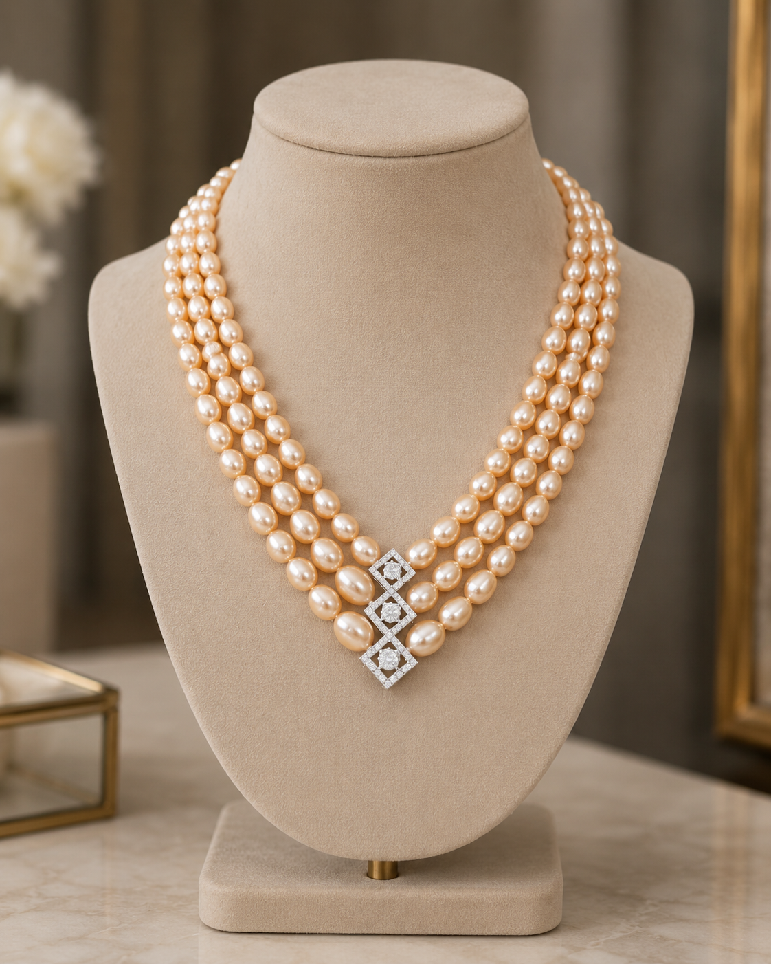 925 Sterling Silver Fresh Water Pearl Swarovski Crystal Necklace