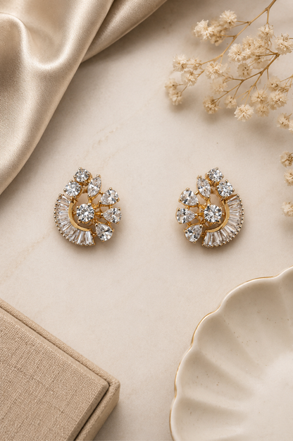 925 Sterling Silver Evergreen Swarovski Crystal Studs