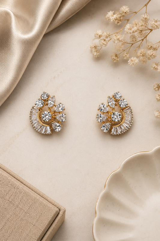 925 Sterling Silver Evergreen Swarovski Crystal Studs