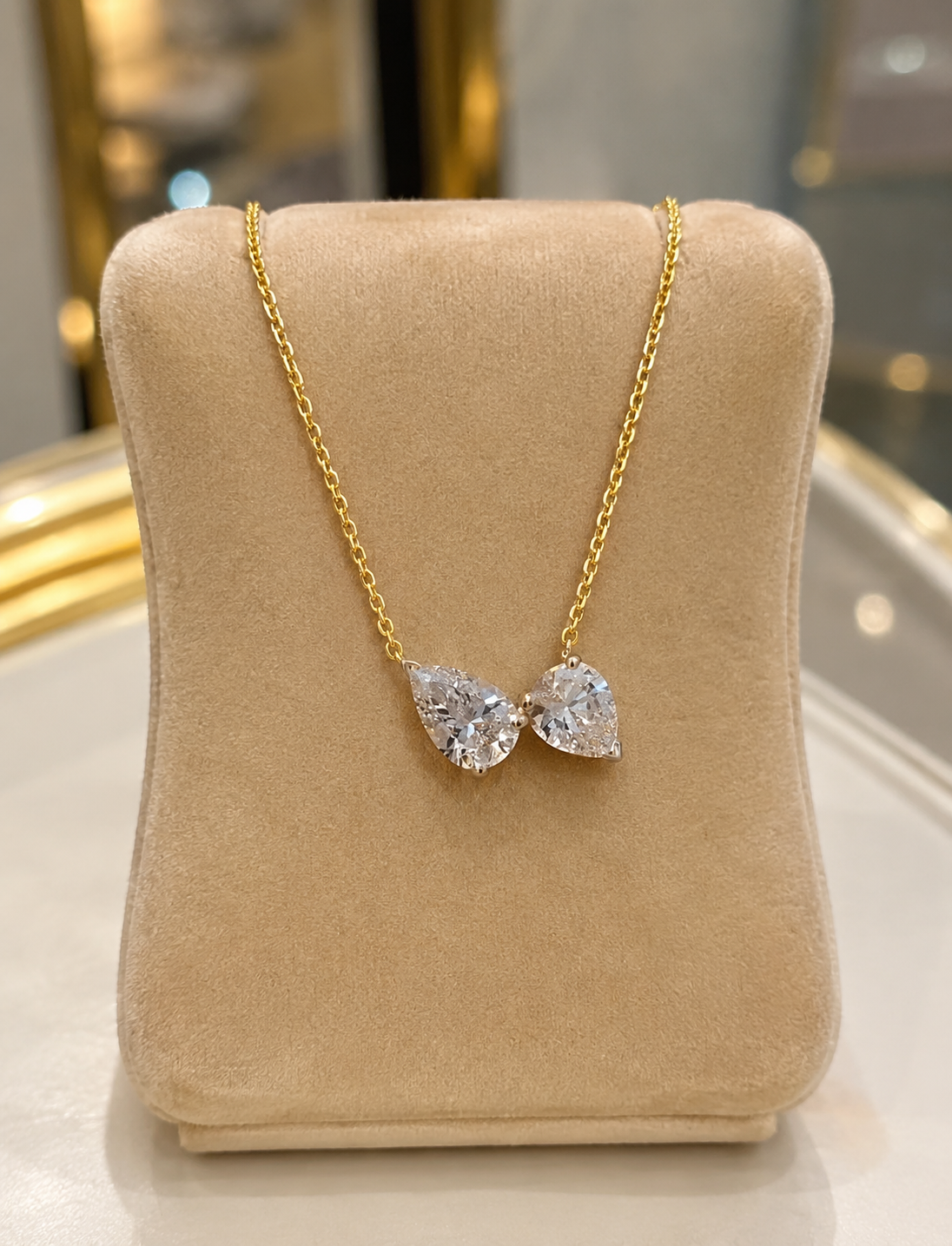 925 Sterling Silver Swarovski 2 Drop Chain Pendant