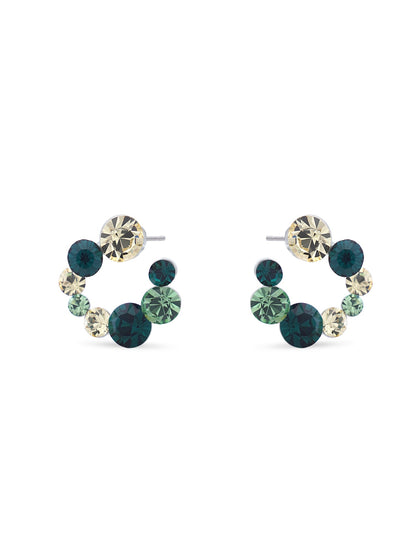 Shades Of Green Swarovski C Shape Crystal Earrings