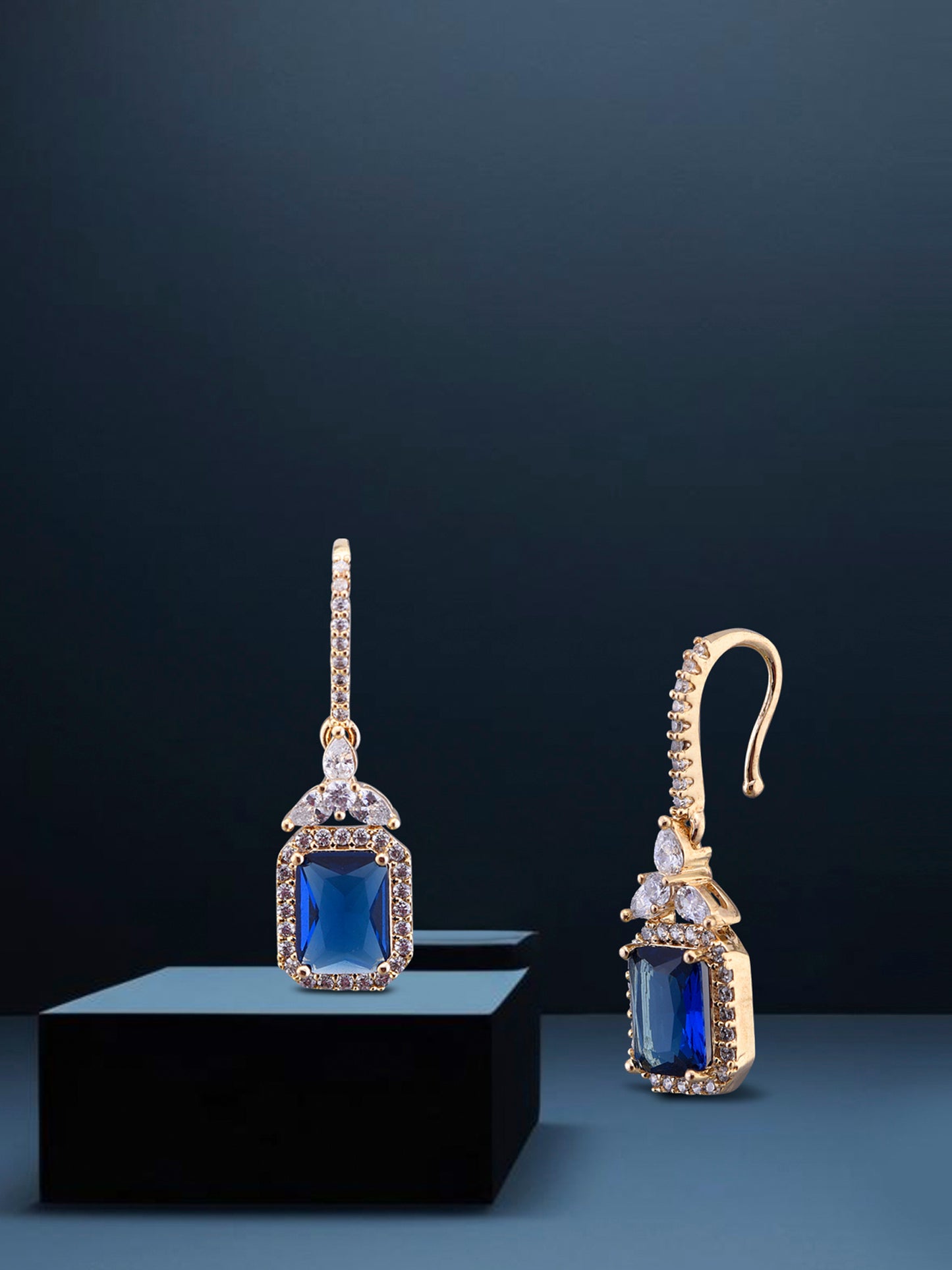Navy Blue Zircon Small Danglers
