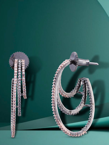 Trending Rose Gold Oxidised Zircon Hoops