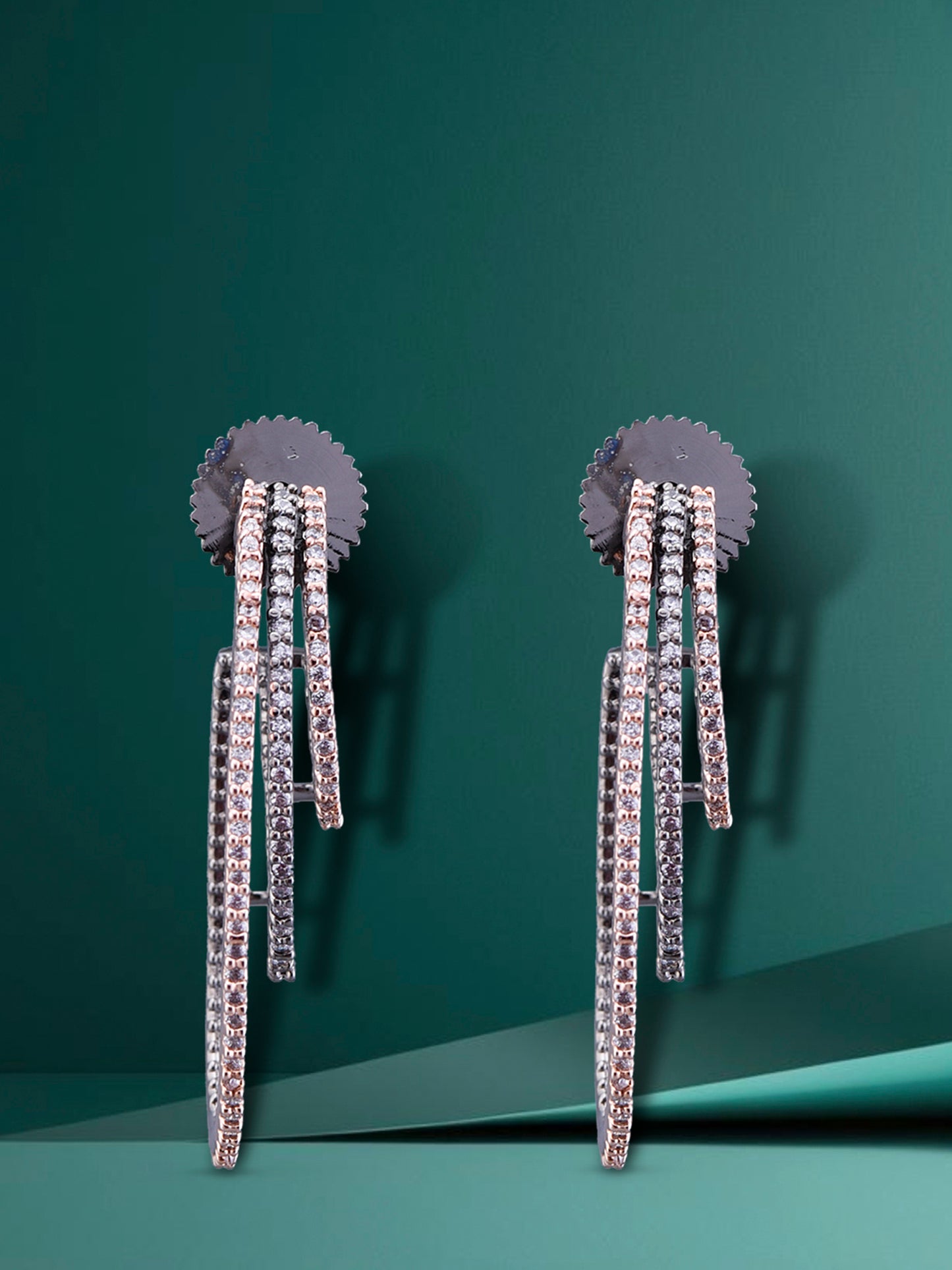 Trending Rose Gold Oxidised Zircon Hoops
