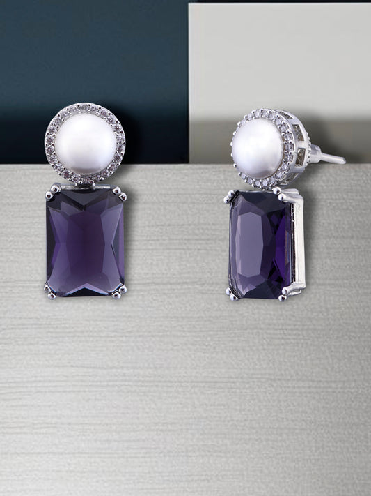 Purple Pearl Zircon Studs