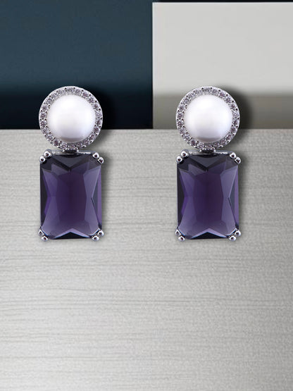 Purple Pearl Zircon Studs