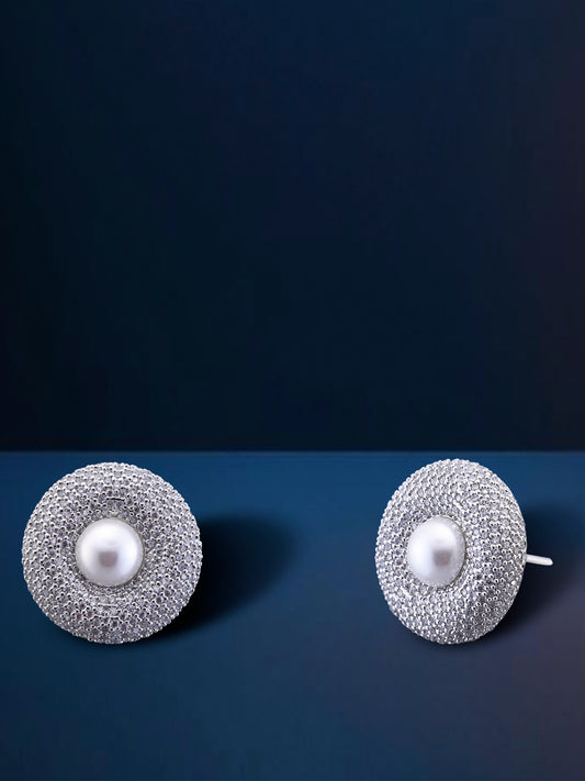 Pearl Zircon Diamond Studs
