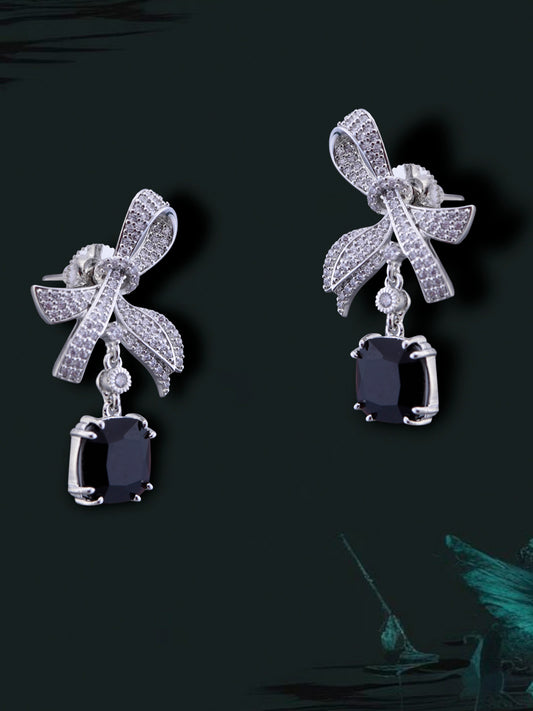 Black Bow zircon Earrings